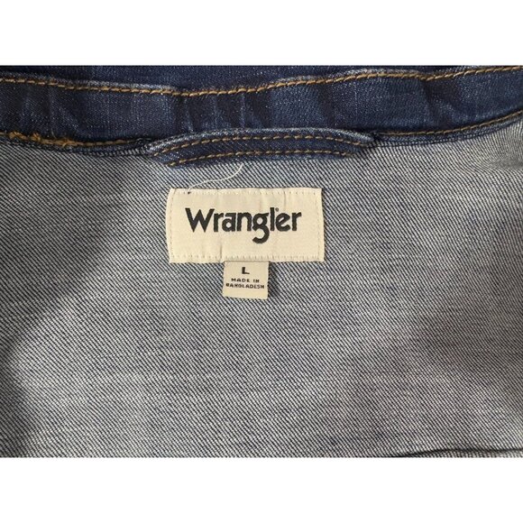 Wrangler aztec panels Pleated Denim Jacket sz L color blue multi Vintage - Picture 3 of 9